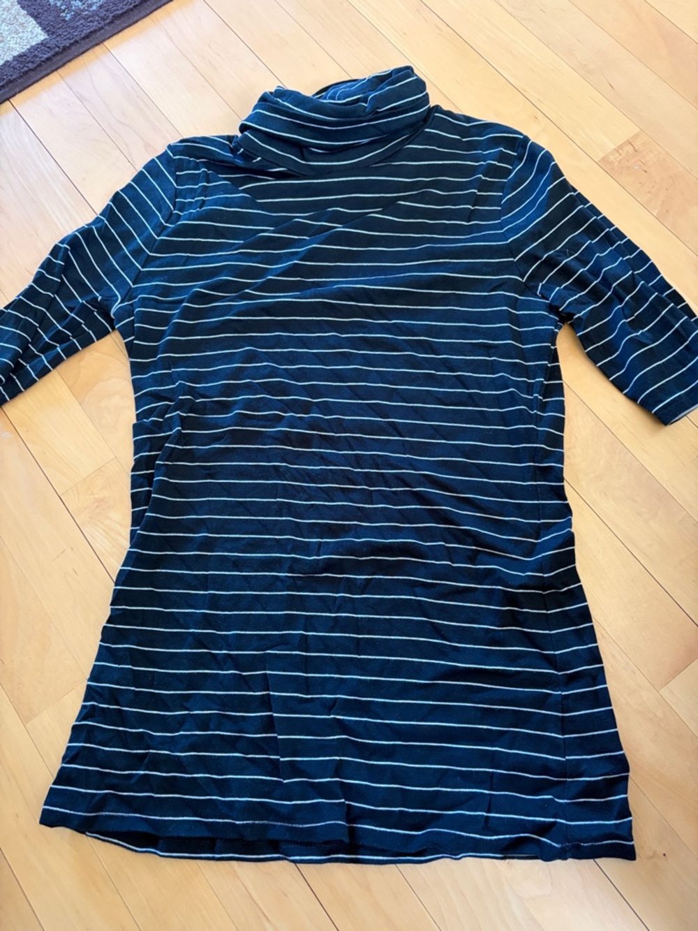 Striped Navy Turtleneck Tunic Top